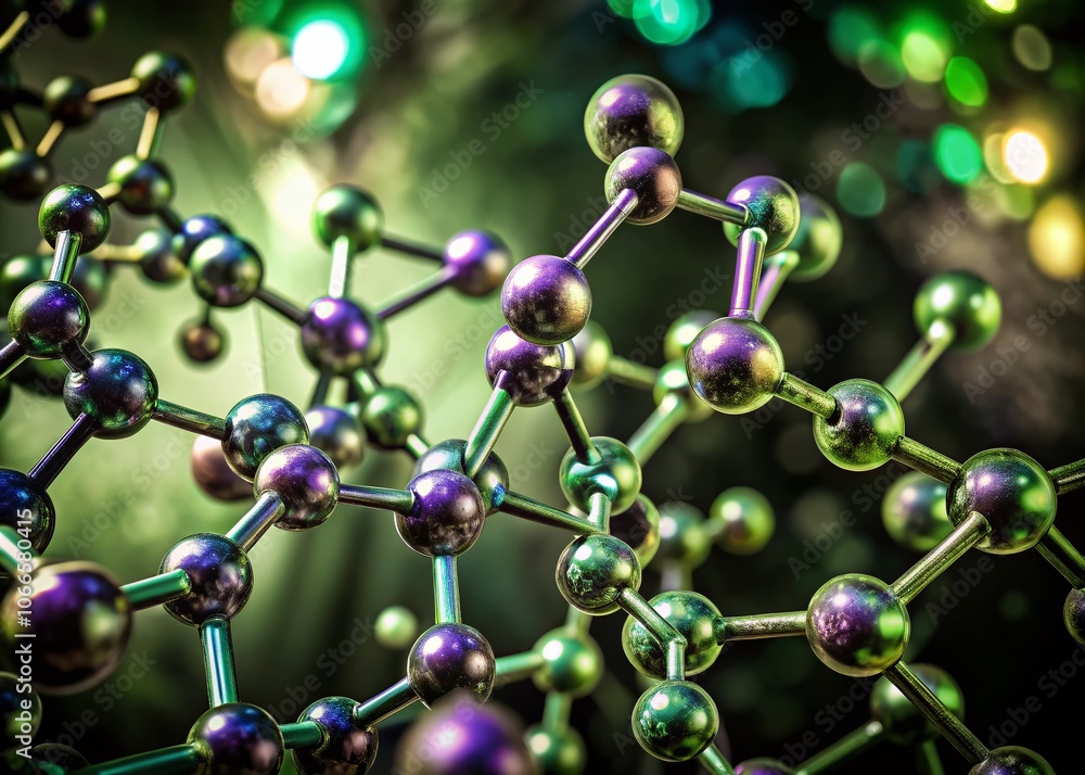 Poster ai assisted molecular modeling: visualizing complex structures with advanced technology, bokeh effec