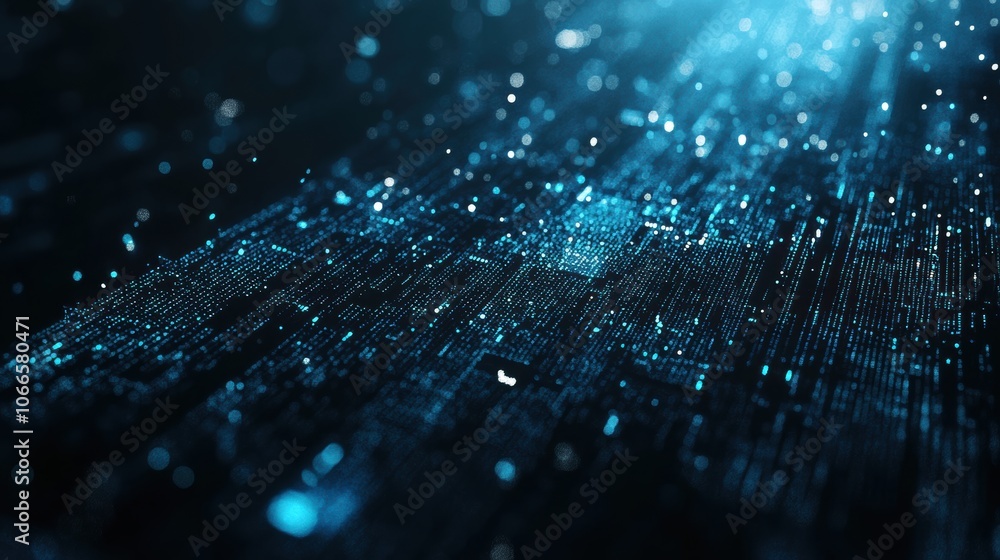 Poster futuristic ai-inspired background with glowing data streams and holographic elements