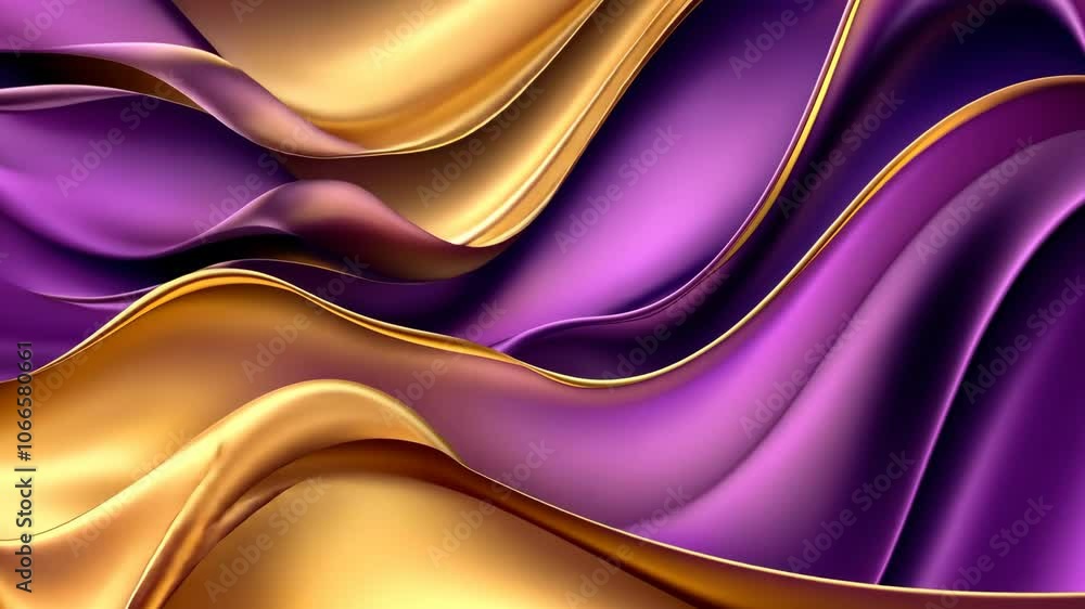 Aufkleber purple and gold fabric waves create a dynamic abstract design