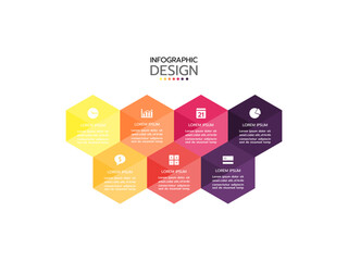 Timeline infographic template. 7 Step timeline journey. Business concept with 7 options and icons, vector illustration.