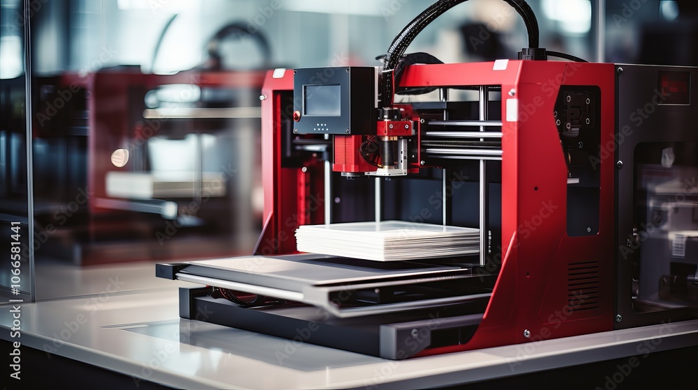 Poster a 3d printer creating intricate designs in a modern workspace during daylight hours