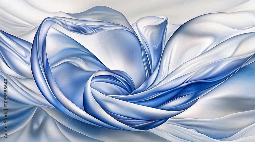Poster explore the elegance of blue geometric abstract art featuring flowing textures and modern design ele