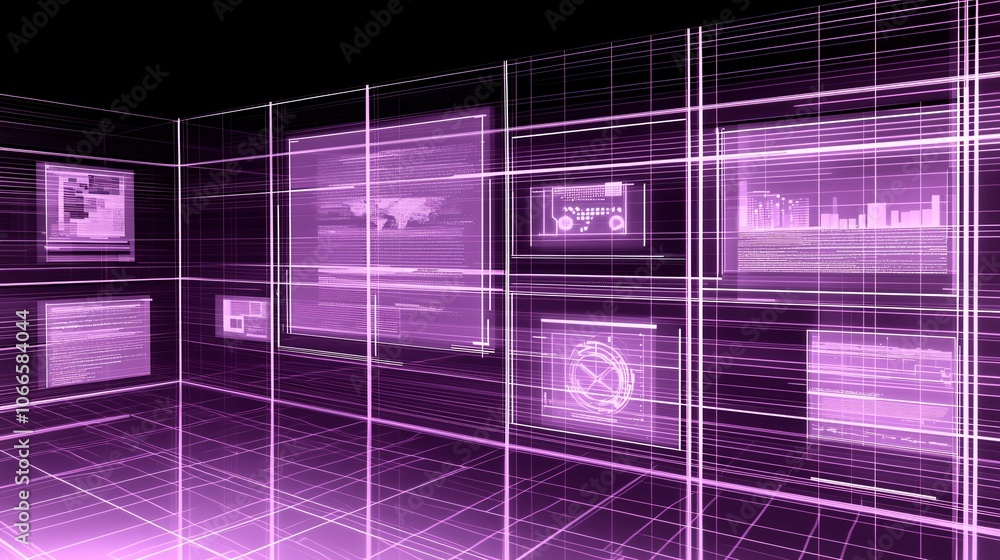 Aufkleber Explore the future of technology with glowing elements and innovative design concepts in a virtual environment