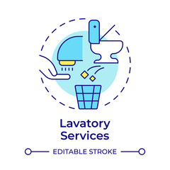 Lavatory services multi color concept icon. Hygiene, cleaning. Airline management. Round shape line illustration. Abstract idea. Graphic design. Easy to use in infographic, presentation