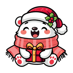 Cute Polar Bear, polar bear with scarf, winter polar bear, adorable polar bear, polar bear.