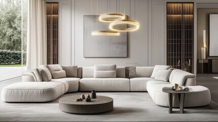 Modern minimalist style small villa living room interior design