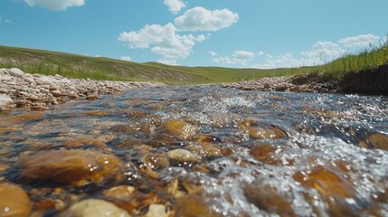 Peaceful River Flowing Through Rocky Landscape