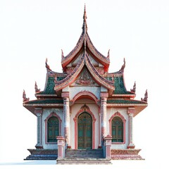 Fototapeta premium Low Poly 3D Render of a Buddhist temple, on isolated white background