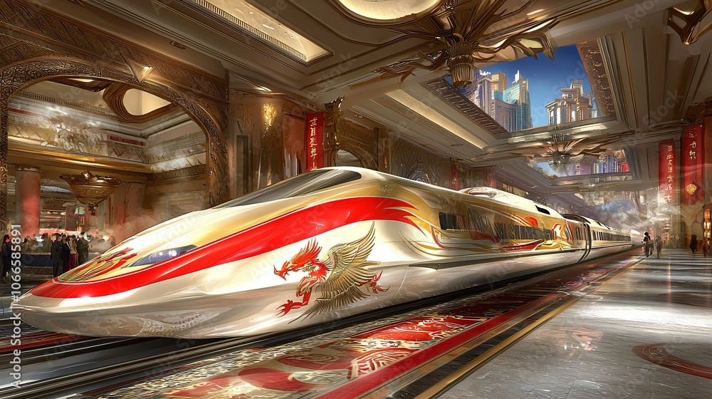 Poster experience the future of travel high-speed train crafted from transparent material gliding through l