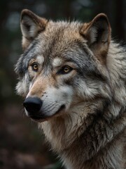 a close-up picture of a wolf's face