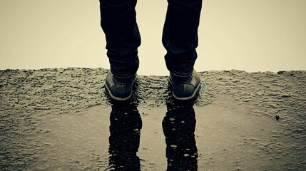 A person stands at the cliff's edge contemplating life's challenges and new beginnings