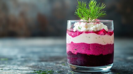 Beetroot and Goat Cheese Mousse in Clear Glass