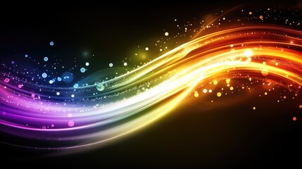 Obraz premium Vibrant Light Wave with Colorful Particles and Sparkles