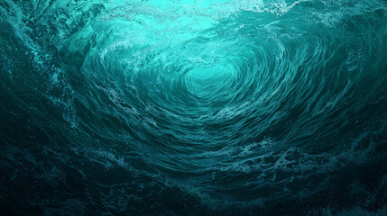 Obraz premium mesmerizing ocean wave swirling with energy, showcasing unstoppable force of nature. deep turquoise water creates captivating and dynamic scene