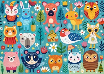 ## Cute Animal Friends: Scandinavian Kids Poster - 25-word Versions