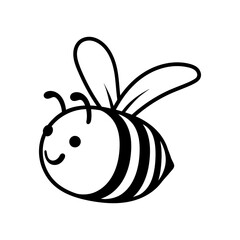fun cute bee cartoon logo isolated drawing coloring line art style sketch classic vintage design illustration
