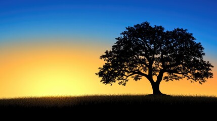 Obraz premium Silhouette of a Tree Against a Colorful Sunset