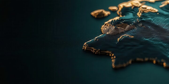 Artistic representation of a map, emphasizing details and textures in a sophisticated color palette