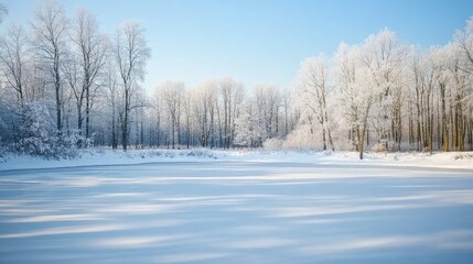 Obraz premium Tranquil Winter Landscape with Snow-Covered Trees
