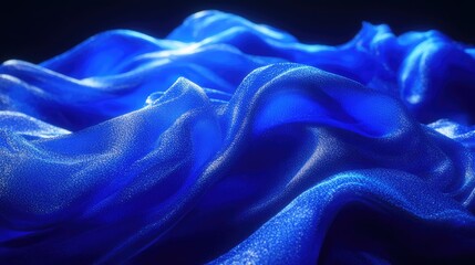 Obraz premium Elegant Blue Silk Fabric Textures in Motion