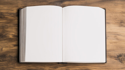 Fototapeta premium Blank Book on Rustic Wood, inviting creativity and expression, a canvas for thoughts, perfect for writers and dreamers, exploring the limitless possibilities of literature