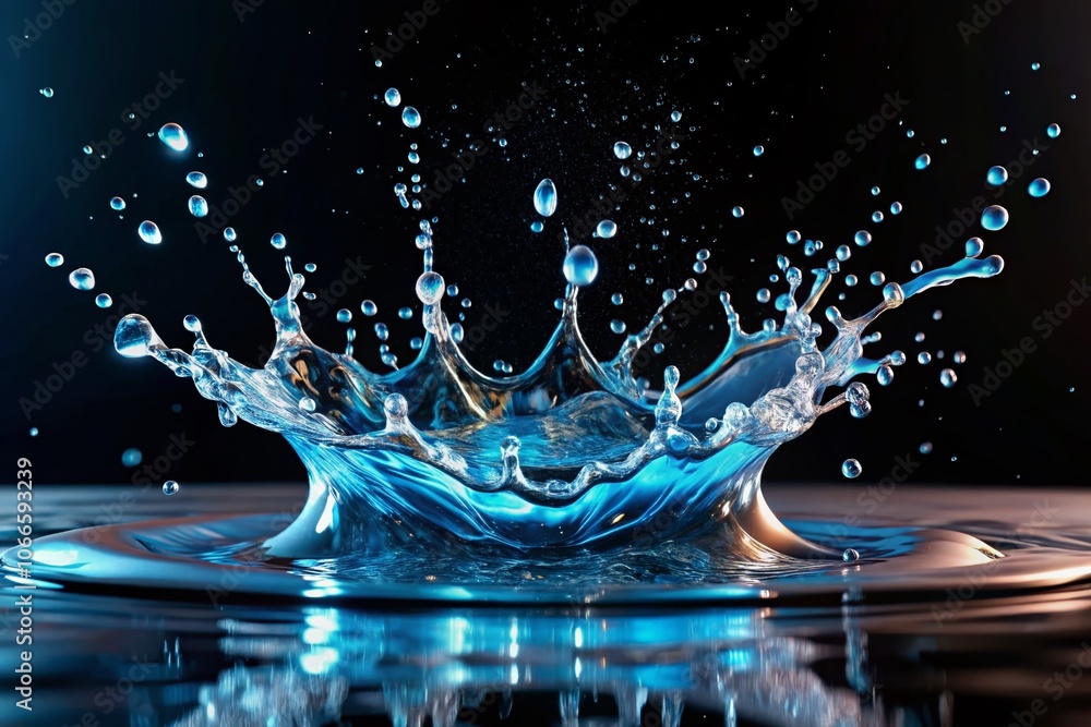 Poster captivating closeup of smooth waterfall splash in slow motion isolated on black background for stunn