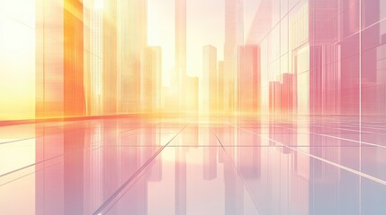 Fototapeta premium Futuristic Cityscape with Soft Color Gradient Light