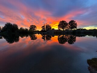 Sonnenuntergang in Leipheim, Bayern