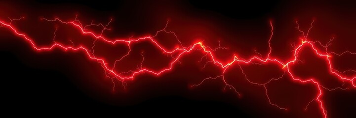 A red lightning bolt strikes across a black background