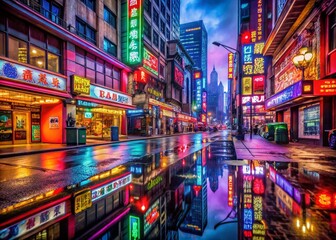 Obraz premium Captivating Low Light Urban Photography: Discover the Beauty of City Life at Night - Vibrant Streets, Neon Lights, and Urban Landscapes in a Magical Atmosphere