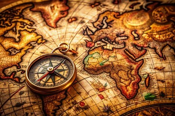 Captivating Macro Photography of an Ancient Historical World Map with Intricate Details and Vivid Colors for Stunning Visuals