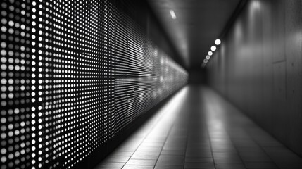Modern LED Wall Illuminated Corridor Abstract Dots Technology Background
