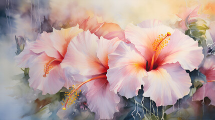 watercolor background with flowers