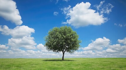 Lush Green Tree Under Blue Sky and White Clouds