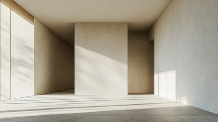 Obraz premium Minimalist Interior with Sunlight and Neutral Tones