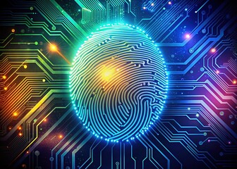 Biometric Fingerprint Double Exposure - Flat Line Art