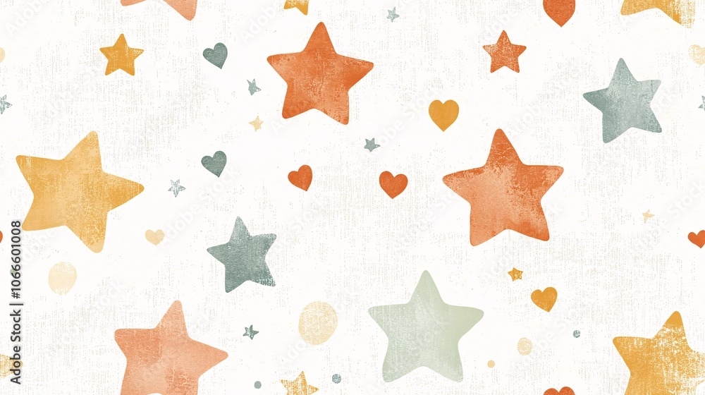 Poster retro pattern with stars and hearts design
