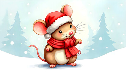 mouse with christmas hat