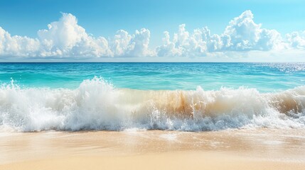 Fototapeta premium Serene Ocean Waves Under Blue Sky