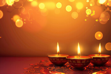 Beautiful greeting card with bright holiday composition for happy and celebrate Diwali
