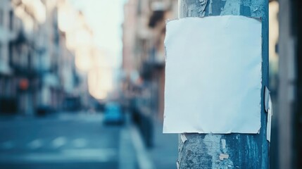 Torn paper notice on a pole featuring a blank advertisement space for adding text