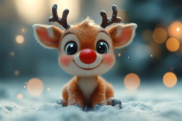 Toy Deer with a Red Nose and Charming Antlers
