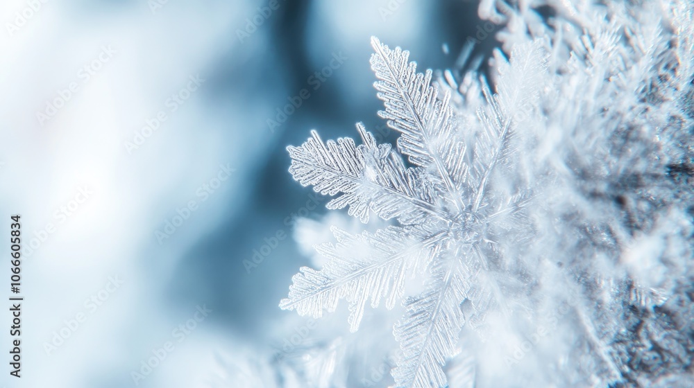 Poster stunning macro image capturing the intricate details of a snowflake in winter showcasing its delicat