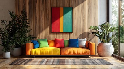 Vibrant and colorful living room interior