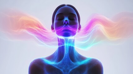 Vibrant Body Silhouette Radiating Colorful Energy in a Dynamic Abstract Composition