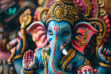 Greeting card with bright holiday composition for Ganesh Chaturthi