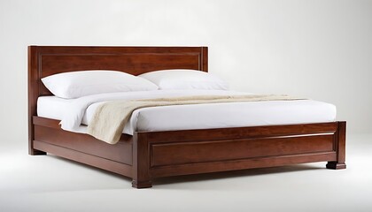 bed on white background,Elegant Ortega bed with integrated nightstands and minimalist design, Furniture, Sophisticated and practical bedroom setup,845