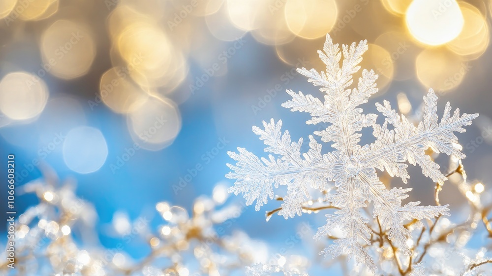 Poster stunning macro image capturing the intricate details of a snowflake in winter showcasing its delicat