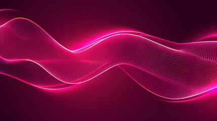 Pink Glowing Abstract Wave on Dark, Background