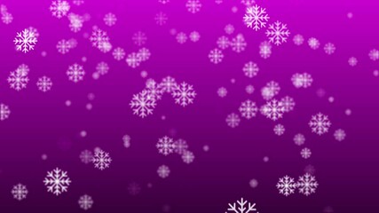 Pink color snow flakes slowly falling modern design snow background